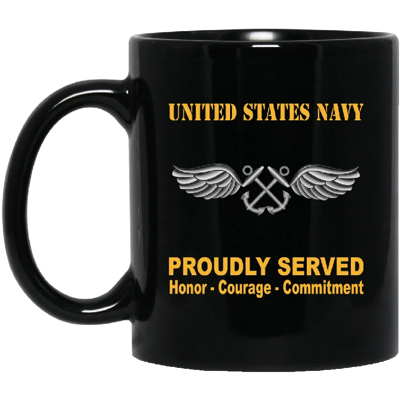 personalized travel cups for holiday gifts-U.S Navy Aviation Boatswain's Mate Navy AB Proudly Served Black Mug 11 oz - 15 oz