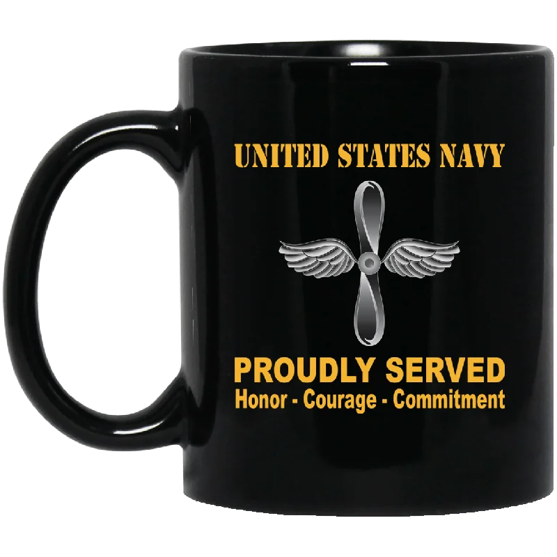 custom ceramic mugs for businesses-U.S Navy Aviation machinist's mate Navy AD Proudly Served Black Mug 11 oz - 15 oz