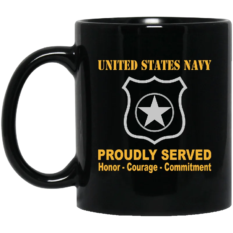 personalized photo mugs for holidays-U.S Navy Master-at-arms Navy MA Proudly Served Black Mug 11 oz - 15 oz