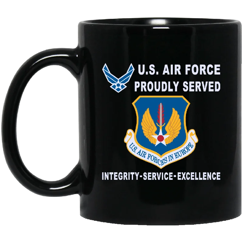 fun mugs with pop culture designs-United States Air Forces in Europe Proudly Served-D04 11 oz - 15 oz Black Mug