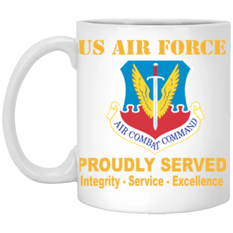 luxury travel mugs for coffee breaks-US Air Force Air Combat Command Proudly Served Core Values 11 oz. White Mug