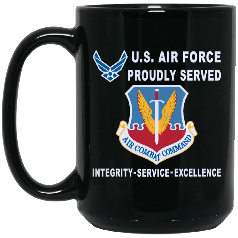 reusable coffee cups with lids for office-US Air Force Air Combat Command Proudly Served-D04 11 oz - 15 oz Black Mug