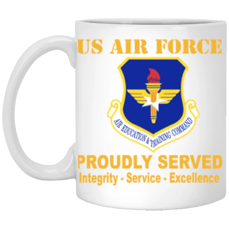 personalized coffee cups for gifts-US Air Force Air Education and Training Command Proudly Served Core Values 11 oz. White Mug