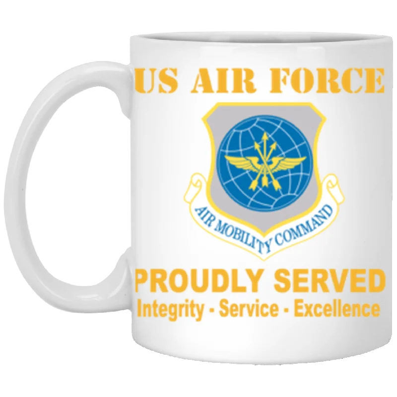 quirky coffee cups for gifts-US Air Force Air Mobility Command Proudly Served Core Values 11 oz. White Mug