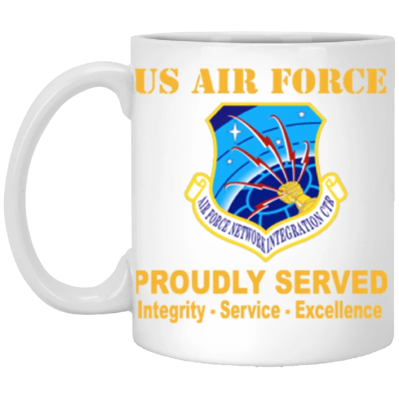 funny tea cups for friends-US Air Force Communications Command Proudly Served Core Values 11 oz. White Mug