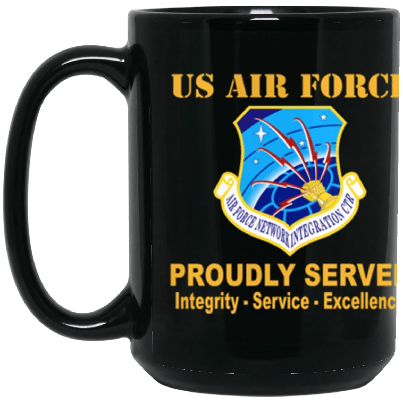 custom printed mugs for restaurants-US Air Force Communications Command Proudly Served Core Values 15 oz. Black Mug