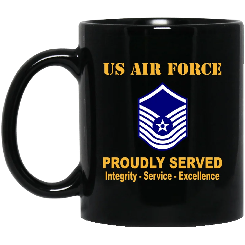 luxury coffee cups for elegant gatherings-US Air Force E-8 Old Style Rank Proudly Served Black Mug 11 oz - 15 oz