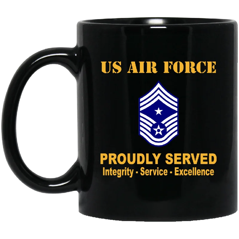 cute mugs with inspirational words-US Air Force E-9 Command Chief Master Sergeant CCM E9 Noncommissioned Officer Ranks Proudly Served Black Mug 11 oz - 15 oz