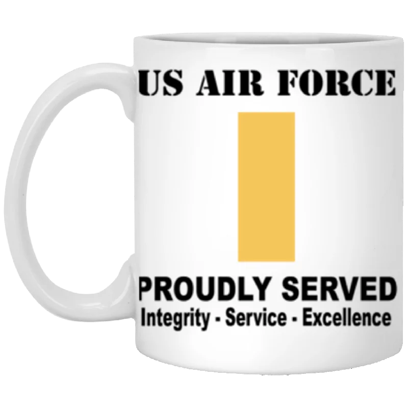 quirky ceramic mugs for unique gifts-US Air Force O-1 Second Lieutenant 2d Lt O1 Commissioned Officer Ranks Proudly Served Core Values 11 oz. White Mug