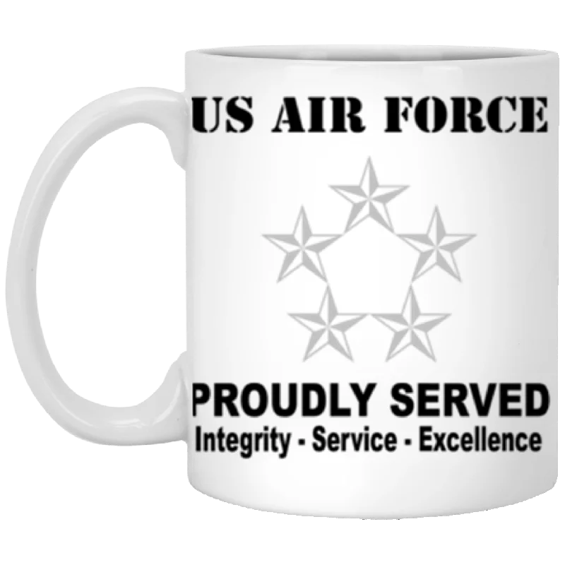 personalized tea mugs for birthday gifts-US Air Force O-10 General of the Air Force GAF O10 General Officer Ranks Proudly Served Core Values 11 oz. White Mug