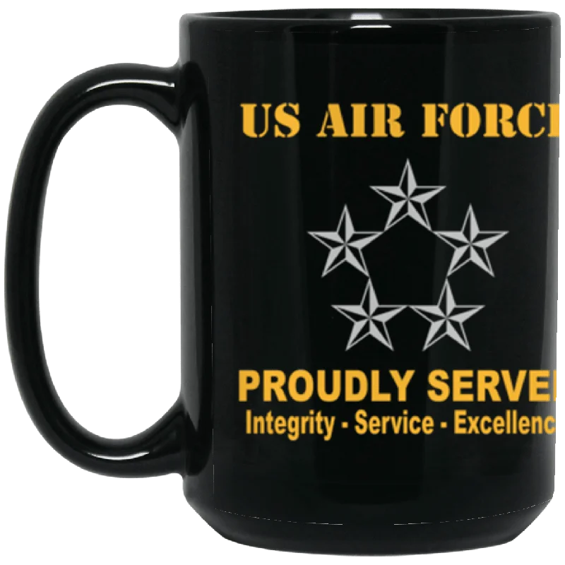 large custom mugs for special events-US Air Force O-10 General of the Air Force GAF O10 General Officer Ranks Proudly Served Core Values 15 oz. Black Mug