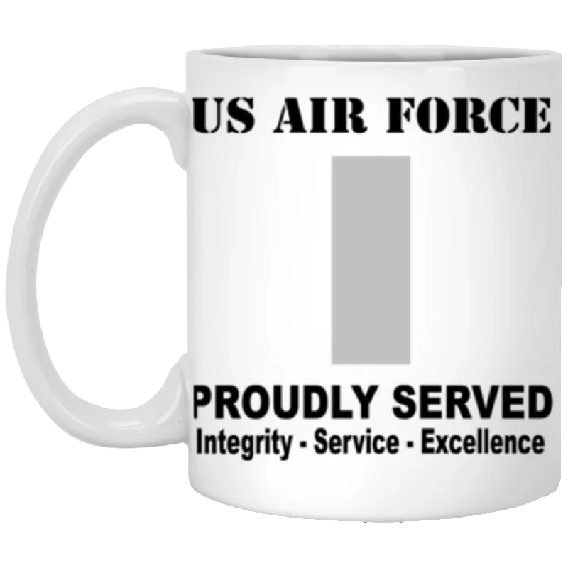 modern coffee mugs for trendy offices-US Air Force O-2 First Lieutenant 1st L O2 Commissioned Officer Ranks Proudly Served Core Values 11 oz. White Mug