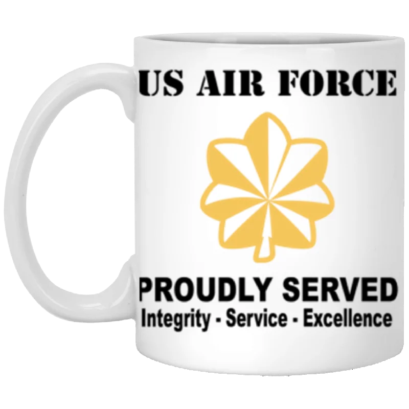 durable coffee mugs for hiking trips-US Air Force O-4 Major Maj O4 Field Officer Ranks Proudly Served Core Values 11 oz. White Mug