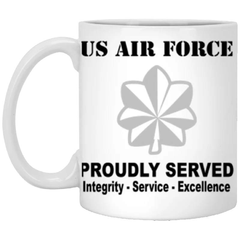 best coffee mugs with funny quotes-US Air Force O-5 Lieutenant Colonel Lt Co O5 Field Officer Ranks Proudly Served Core Values 11 oz. White Mug