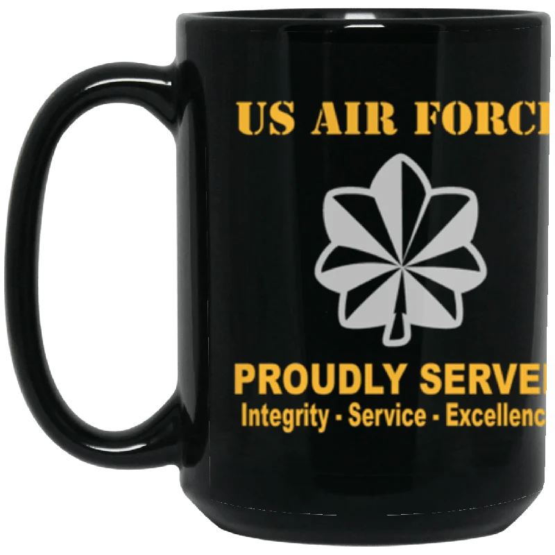 personalized mugs for dad’s birthday-US Air Force O-5 Lieutenant Colonel Lt Co O5 Field Officer Ranks Proudly Served Core Values 15 oz. Black Mug