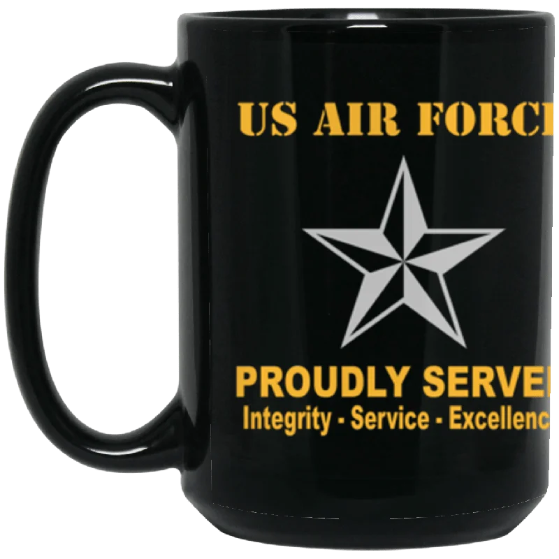 custom coffee mugs for businesses-US Air Force O-7 Brigadier General Brig O7 General Officer Ranks Proudly Served Core Values 15 oz. Black Mug