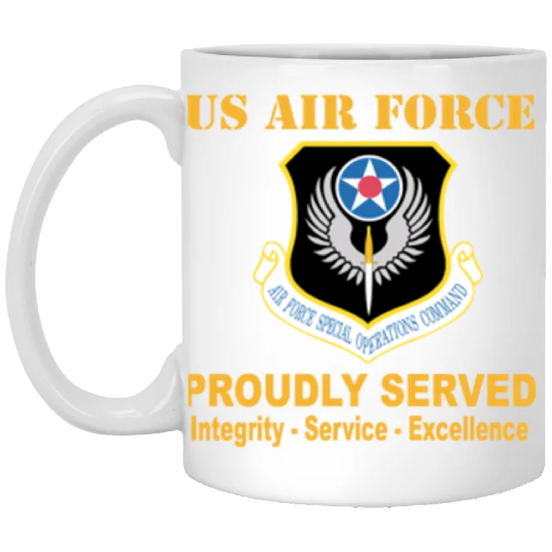 insulated mugs for hot tea-US Air Force Special Operations Command Proudly Served Core Values 11 oz. White Mug