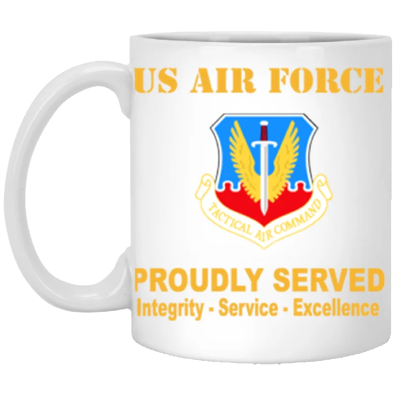 unique coffee cups for coffee shops-US Air Force Tactical Air Command Proudly Served Core Values 11 oz. White Mug