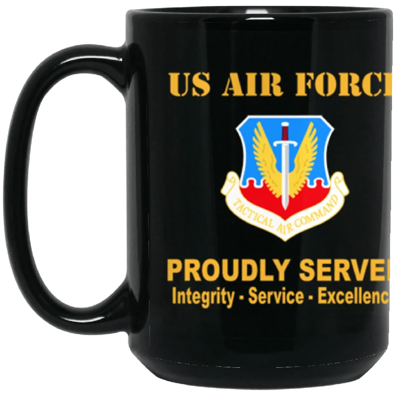 insulated coffee cups for winter-US Air Force Tactical Air Command Proudly Served Core Values 15 oz. Black Mug