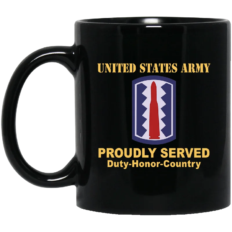 large ceramic tea mugs for home-US ARMY 197TH INFANTRY BRIGADE - 11 oz - 15 oz Black Mug