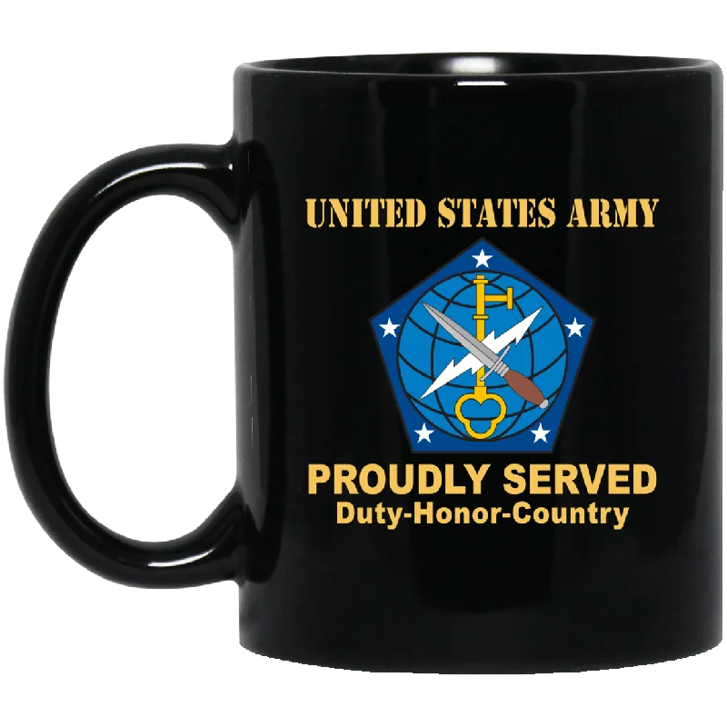 insulated travel cups for tea-US ARMY 704TH MILITARY INTELLIGENCE BRIGADE- 11 oz - 15 oz Black Mug