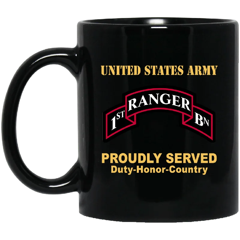 ceramic mugs for tea lovers-US ARMY 75 RANGER REGIMENT 1ST BATTALION - 11 oz - 15 oz Black Mug