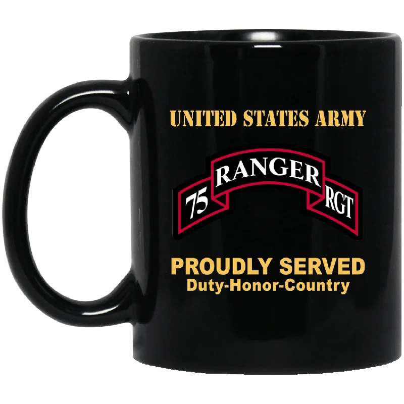 colorful travel mugs for work-US ARMY 75TH RANGER REGIMENT - 11 oz - 15 oz Black Mug