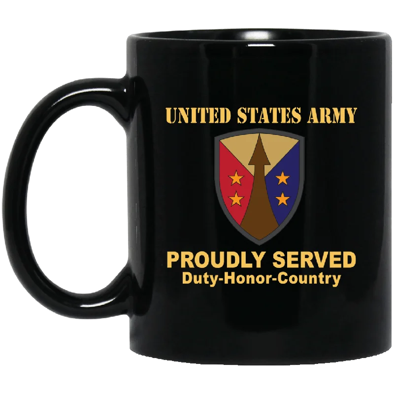 hand-crafted coffee cups for collectors-US ARMY CSIB ARMY RESERVE SUSTAINMENT COMMAND- 11 oz - 15 oz Black Mug