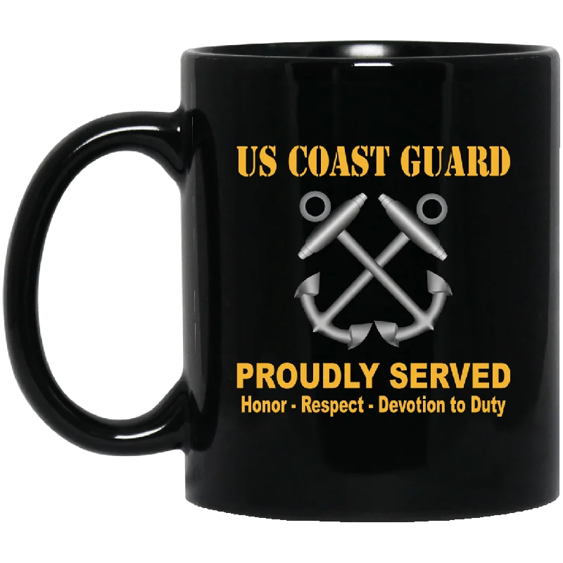 unique mugs with logos for businesses-US Coast Guard Boatswains Mate BM Logo Proudly Served Black Mug 11 oz - 15 oz