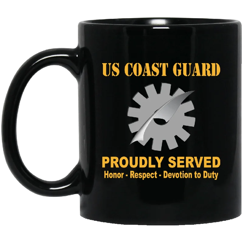 funny tea mugs with sayings-US Coast Guard Data Processing Technician DP Logo Proudly Served Black Mug 11 oz - 15 oz