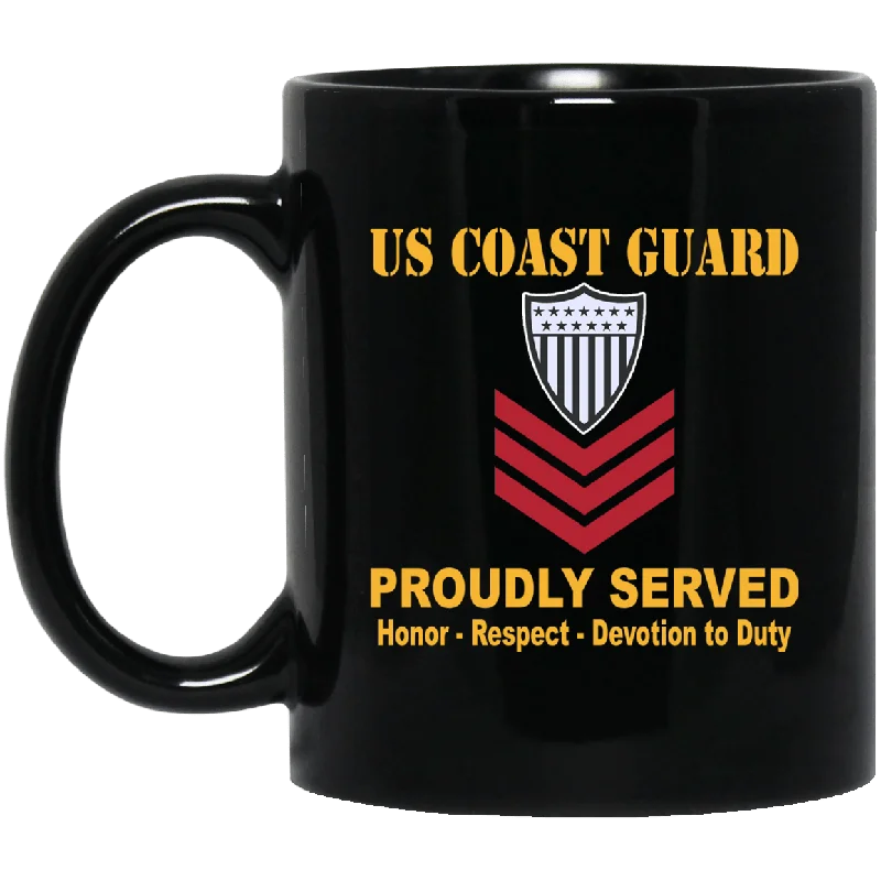 fun mugs with pop culture designs-US Coast Guard E-6 Petty Officer First Class E6 PO1 Petty Officer 11 oz - 15 oz Black Mug