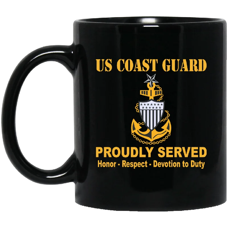 custom coffee mugs for graduation-US Coast Guard E-8 Senior Chief Petty Officer E8 SCPO Chief Petty Officer Cap Device 11 oz - 15 oz Black Mug