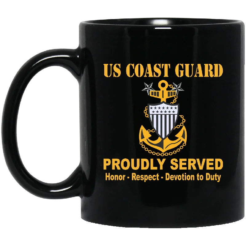 large tea mugs for relaxing-US Coast Guard E-9 Collar Device 11 oz - 15 oz Black Mug