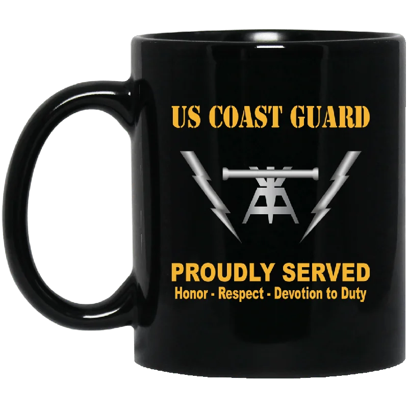 elegant mugs for formal events-US Coast Guard Fire Control Technician FT Logo Proudly Served Black Mug 11 oz - 15 oz