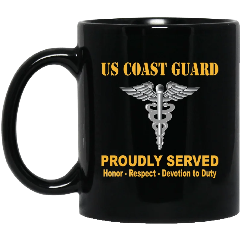 personalized mugs for dad’s birthday-US Coast Guard Health Services Technician HS Logo Proudly Served Black Mug 11 oz - 15 oz