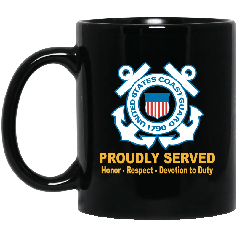 trendy coffee mugs for breakfast-US Coast Guard Logo Black Mug 11 oz - 15 oz