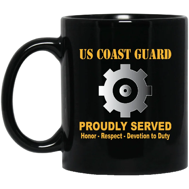 custom coffee mugs for graduation-US Coast Guard Machinery Technician MK Logo Proudly Served Black Mug 11 oz - 15 oz