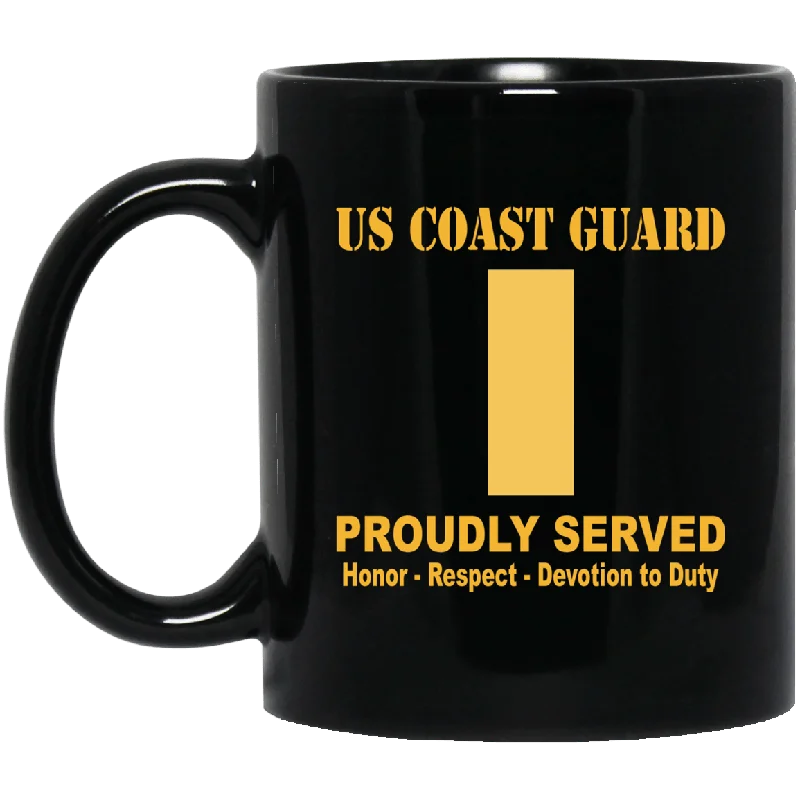 unique mugs with logos for businesses-US Coast Guard O-1 Ensign O1 ENS Junior Officer Ranks Proudly Served Black Mug 11 oz - 15 oz