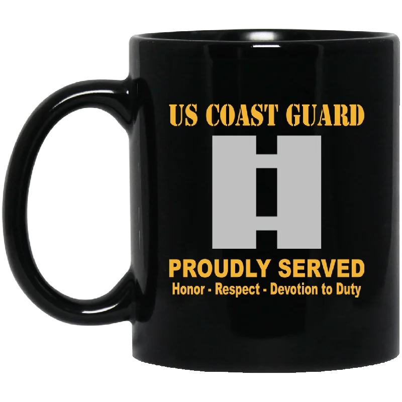 eco-friendly ceramic mugs for coffee-US Coast Guard O-3 Lieutenant O3 LT Junior Officer Ranks Proudly Served Black Mug 11 oz - 15 oz