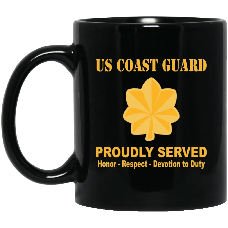 best mugs for hot tea-US Coast Guard O-4 Lieutenant Commander O4 LCDR Junior Officer Ranks Proudly Served Black Mug 11 oz - 15 oz