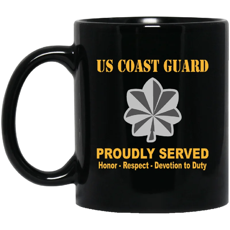 custom printed mugs for restaurants-US Coast Guard O-5 Commander O5 CDR Senior Officer Ranks Proudly Served Black Mug 11 oz - 15 oz