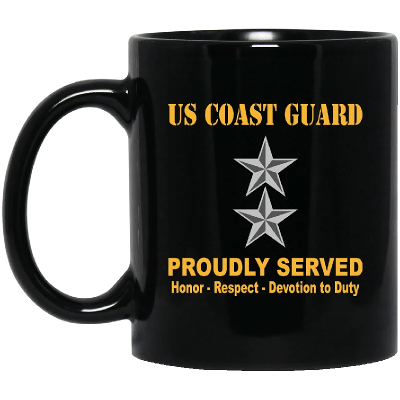 best reusable coffee mugs for work-US Coast Guard O-8 Rear Admiral O8 RADM Flag Officer Ranks Proudly Served Black Mug 11 oz - 15 oz