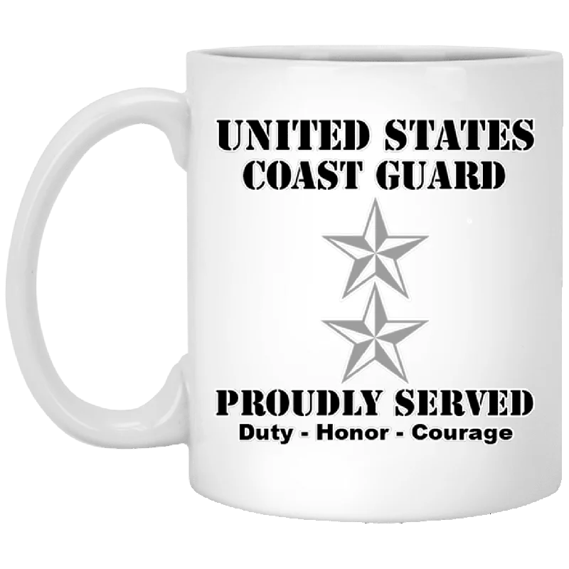 personalized tea cups for weddings-US Coast Guard O-8 Rear Admiral O8 RADM Flag Officer Ranks White Coffee Mug - Stainless Travel Mug