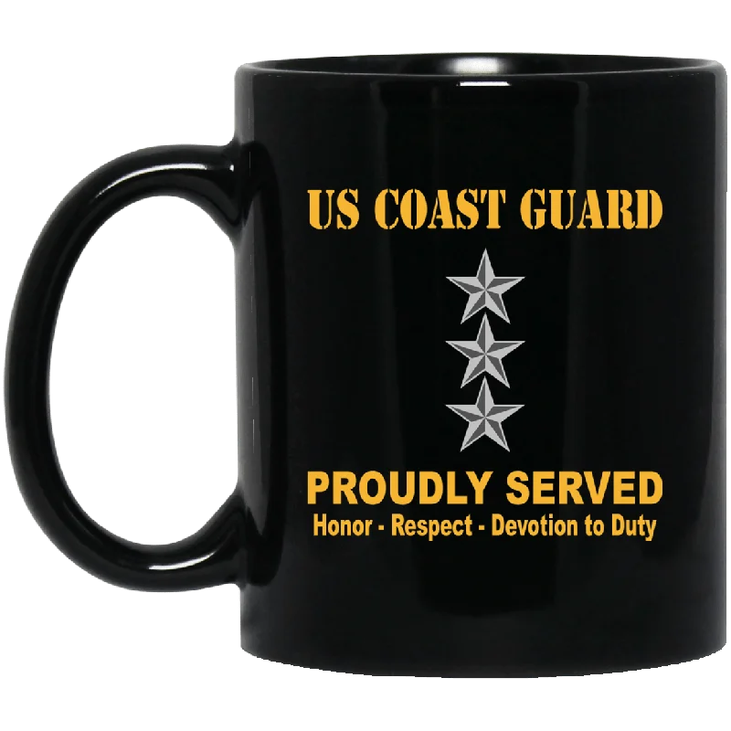 elegant mugs for formal events-US Coast Guard O-9 Vice Admiral O9 VADM Flag Officer Ranks Proudly Served Black Mug 11 oz - 15 oz