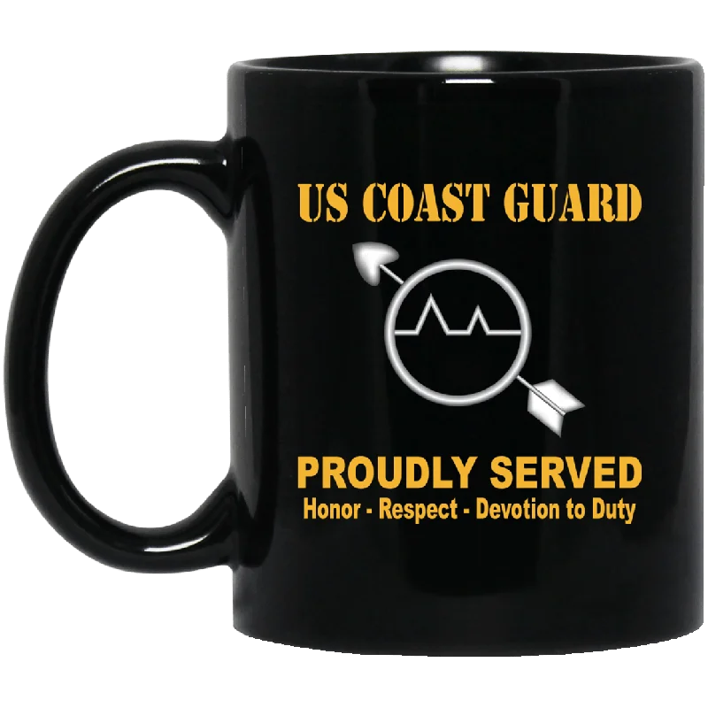 personalized tea cups for weddings-US Coast Guard Operations Specialist OS Logo Proudly Served Black Mug 11 oz - 15 oz