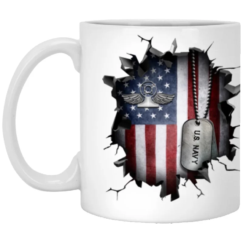 cute travel mugs for coffee lovers-US Navy Air Traffic Controller Navy AC 3D Break Effect 11oz - 15oz White Mug