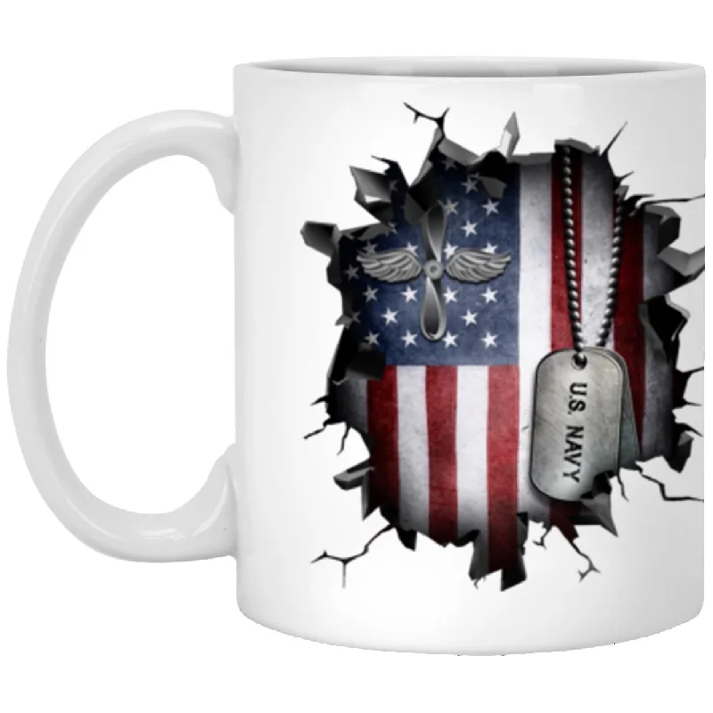 insulated coffee mugs for hot weather-US Navy Aviation machinist_s mate Navy AD 3D Break Effect 11oz - 15oz White Mug