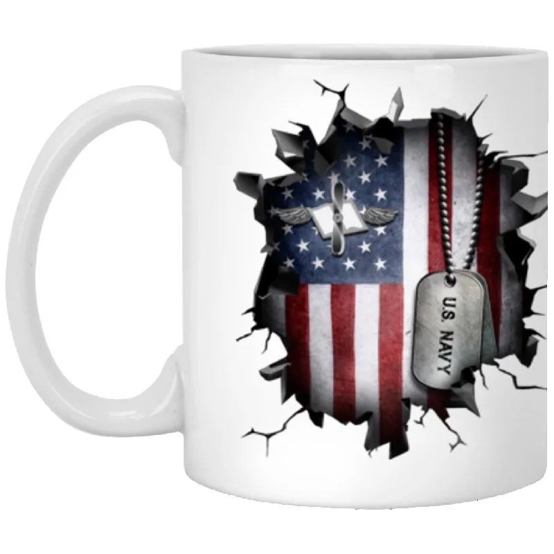 glass mugs for hot beverages-US Navy Aviation Maintenance Administrationman Navy AZ 3D Break Effect 11oz - 15oz White Mug