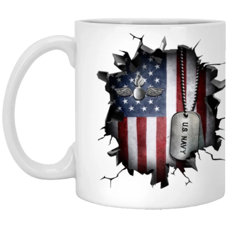 unique mugs for events and parties-US Navy Aviation Ordnanceman Navy AO 3D Break Effect 11oz - 15oz White Mug