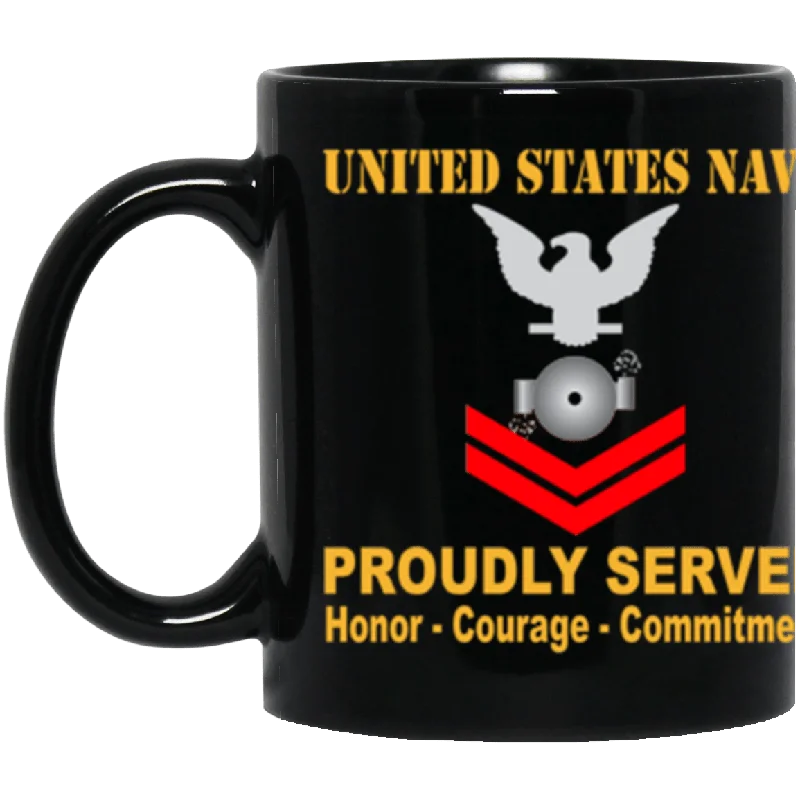 best mugs for hot drinks on the go-US Navy Boiler technician Navy BT E-5 Red Stripe 11 oz. Black Mug